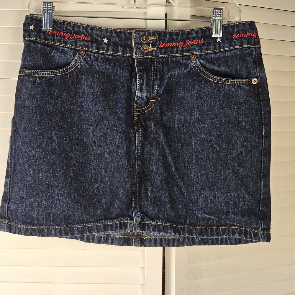 Vintage Y2K Womens Juniors Tommy Jeans Hilfiger Denim Mini Skirt 7